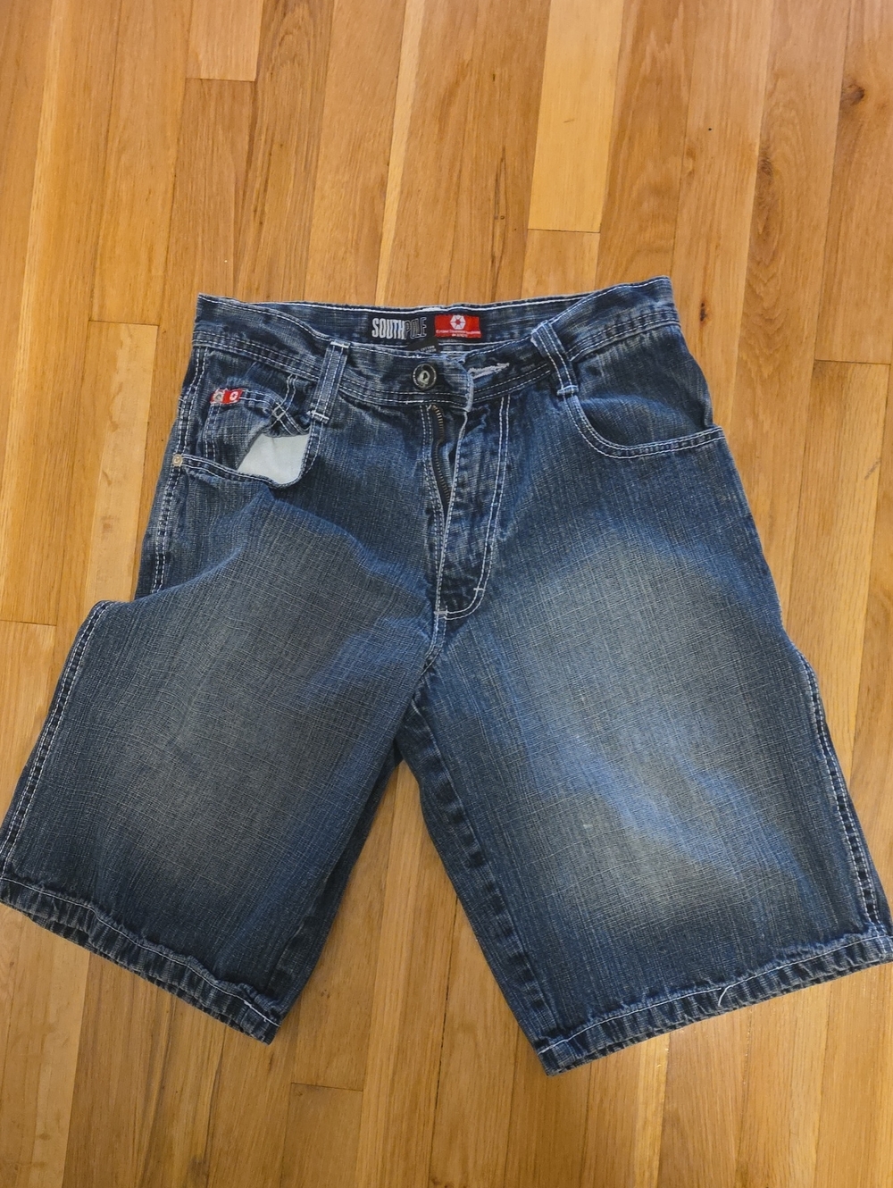 South Pole Men's Washed Blue Denim Shorts